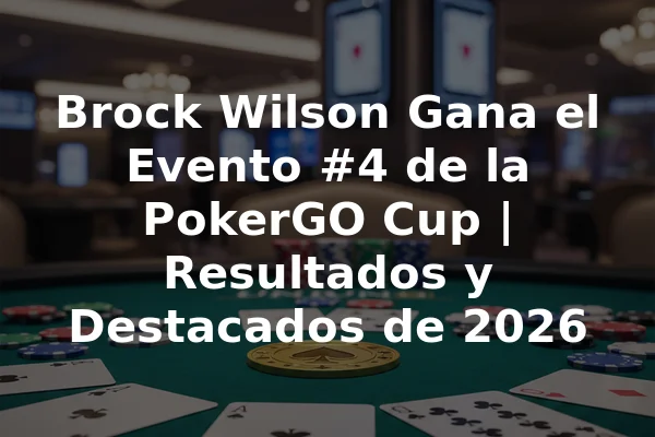 Brock Wilson Gana el Evento #4 de la PokerGO Cup | Resultados y Destacados de 2026