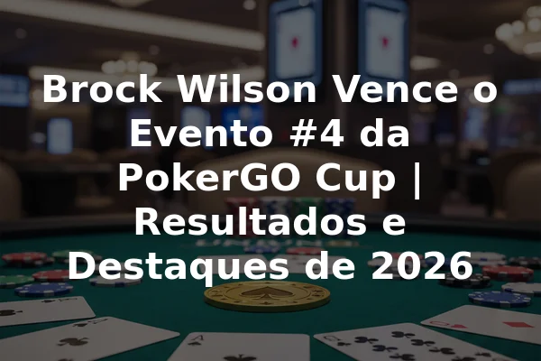 Brock Wilson Vence o Evento #4 da PokerGO Cup | Resultados e Destaques de 2026