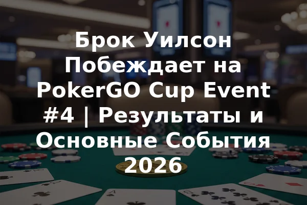 Брок Уилсон Побеждает на PokerGO Cup Event #4 | Результаты и Основные События 2026