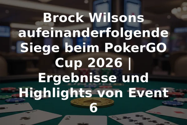 Brock Wilsons aufeinanderfolgende Siege beim PokerGO Cup 2026 | Ergebnisse und Highlights von Event 6