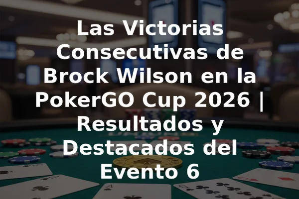 Las Victorias Consecutivas de Brock Wilson en la PokerGO Cup 2026 | Resultados y Destacados del Evento 6