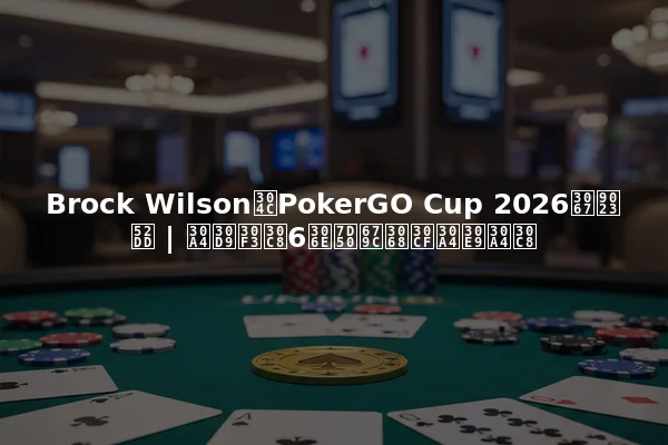 Brock WilsonがPokerGO Cup 2026で連勝 | イベント6の結果とハイライト