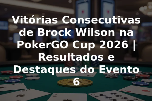 Vitórias Consecutivas de Brock Wilson na PokerGO Cup 2026 | Resultados e Destaques do Evento 6