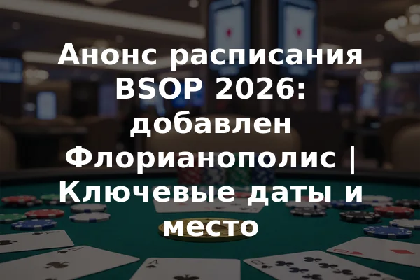 Анонс расписания BSOP 2026: добавлен Флорианополис | Ключевые даты и место