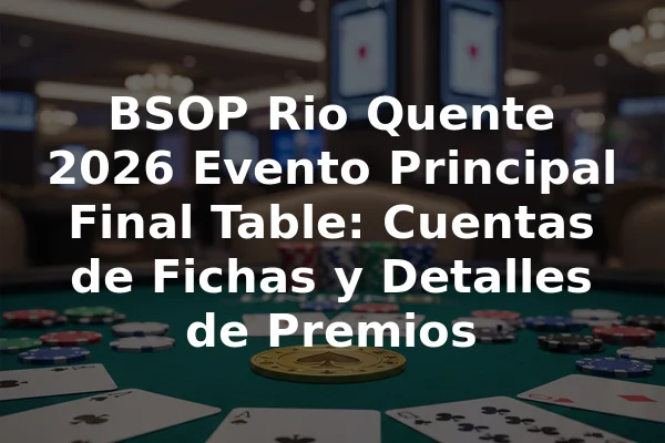 BSOP Rio Quente 2026 Evento Principal Final Table: Cuentas de Fichas y Detalles de Premios
