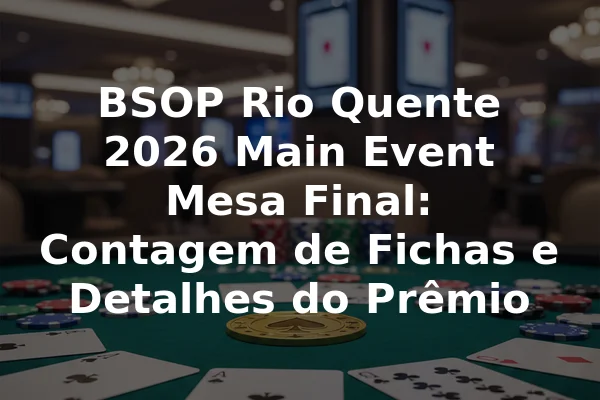 BSOP Rio Quente 2026 Main Event Mesa Final: Contagem de Fichas e Detalhes do Prêmio