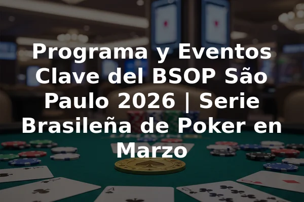 Programa y Eventos Clave del BSOP São Paulo 2026 | Serie Brasileña de Poker en Marzo