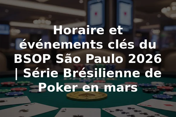 Horaire et événements clés du BSOP São Paulo 2026 | Série Brésilienne de Poker en mars