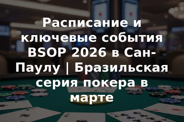 Расписание и ключевые события BSOP 2026 в Сан-Паулу | Бразильская серия покера в марте