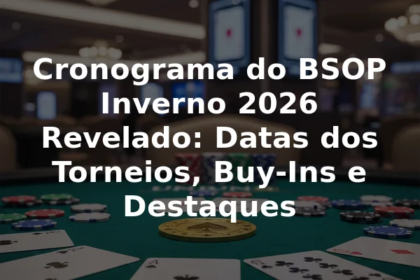 Cronograma do BSOP Inverno 2026 Revelado: Datas dos Torneios, Buy-Ins e Destaques