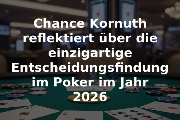 Chance Kornuth reflektiert über die einzigartige Entscheidungsfindung im Poker im Jahr 2026