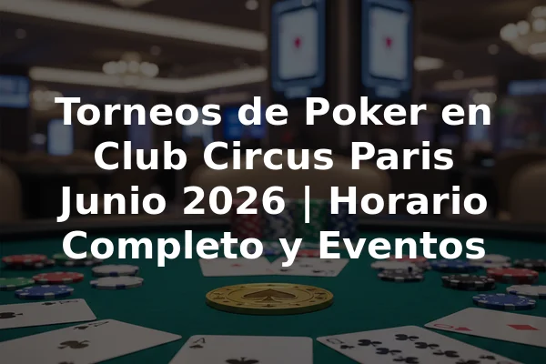 Torneos de Poker en Club Circus Paris Junio 2026 | Horario Completo y Eventos