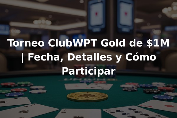 Torneo ClubWPT Gold de $1M | Fecha, Detalles y Cómo Participar