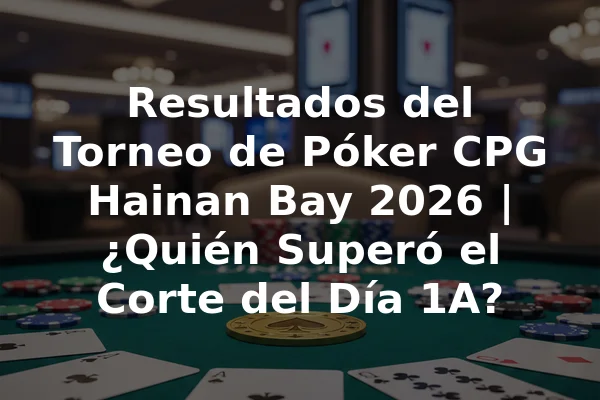 Resultados del Torneo de Póker CPG Hainan Bay 2026 | ¿Quién Superó el Corte del Día 1A?