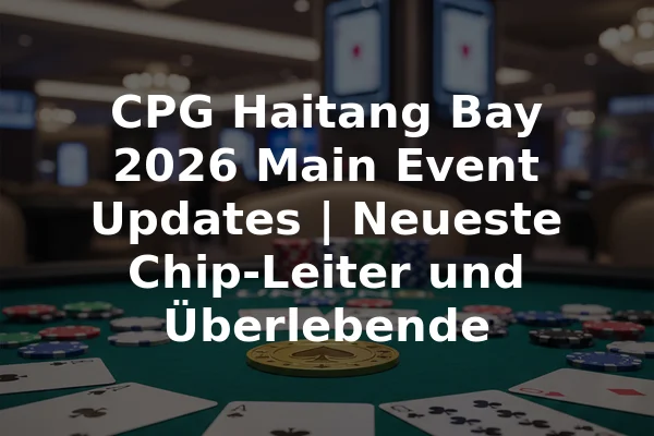 CPG Haitang Bay 2026 Main Event Updates | Neueste Chip-Leiter und Überlebende