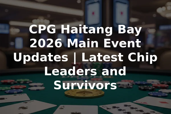 CPG Haitang Bay 2026 Main Event Updates | Latest Chip Leaders and Survivors