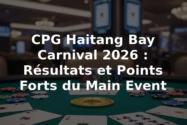 CPG Haitang Bay Carnival 2026 : Résultats et Points Forts du Main Event