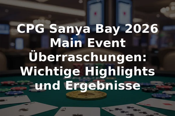 CPG Sanya Bay 2026 Main Event Überraschungen: Wichtige Highlights und Ergebnisse