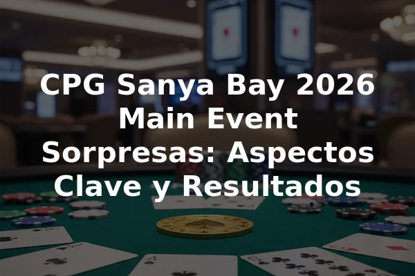 CPG Sanya Bay 2026 Main Event Sorpresas: Aspectos Clave y Resultados