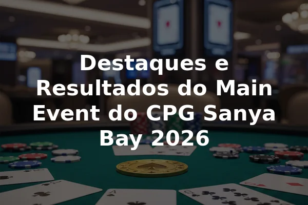 Destaques e Resultados do Main Event do CPG Sanya Bay 2026
