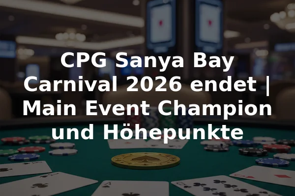CPG Sanya Bay Carnival 2026 endet | Main Event Champion und Höhepunkte
