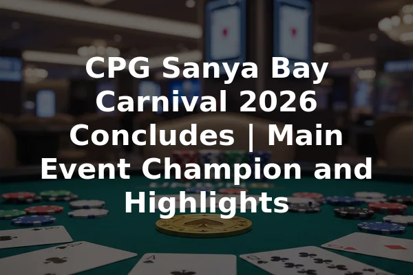 CPG Sanya Bay Carnival 2026 Concludes | Main Event Champion and Highlights