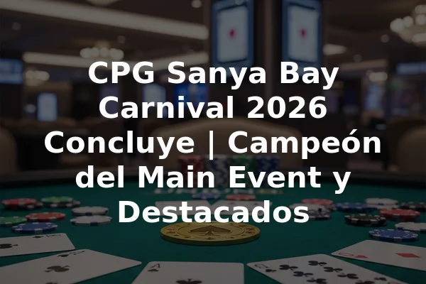 CPG Sanya Bay Carnival 2026 Concluye | Campeón del Main Event y Destacados