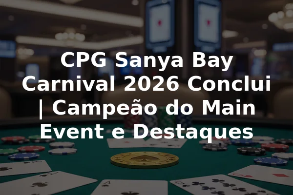 CPG Sanya Bay Carnival 2026 Conclui | Campeão do Main Event e Destaques