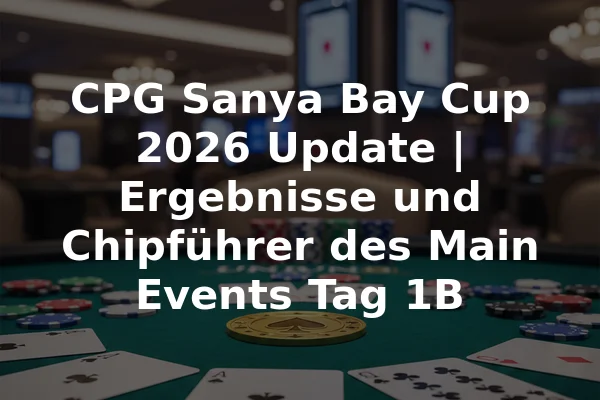 CPG Sanya Bay Cup 2026 Update | Ergebnisse und Chipführer des Main Events Tag 1B