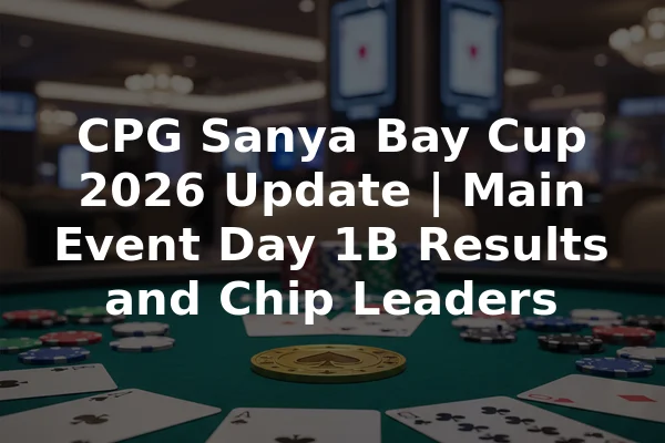 CPG Sanya Bay Cup 2026 Update | Main Event Day 1B Results and Chip Leaders