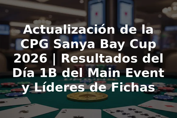 Actualización de la CPG Sanya Bay Cup 2026 | Resultados del Día 1B del Main Event y Líderes de Fichas