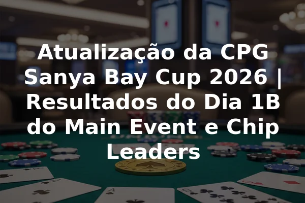Atualização da CPG Sanya Bay Cup 2026 | Resultados do Dia 1B do Main Event e Chip Leaders