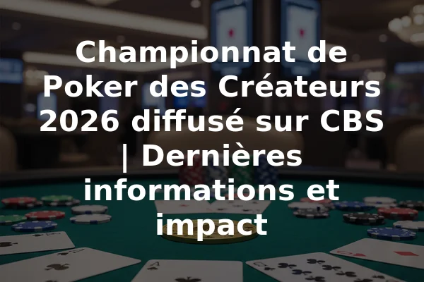 Championnat de Poker des Créateurs 2026 diffusé sur CBS | Dernières informations et impact