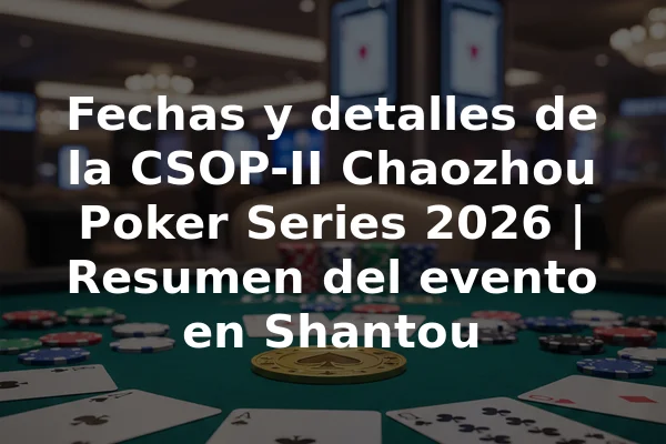 Fechas y detalles de la CSOP-II Chaozhou Poker Series 2026 | Resumen del evento en Shantou