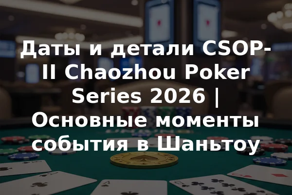 Даты и детали CSOP-II Chaozhou Poker Series 2026 | Основные моменты события в Шаньтоу
