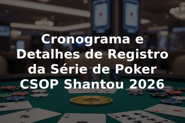 Cronograma e Detalhes de Registro da Série de Poker CSOP Shantou 2026