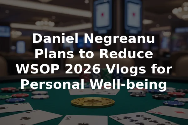 Daniel Negreanu Plans to Reduce WSOP 2026 Vlogs for Personal Well-being