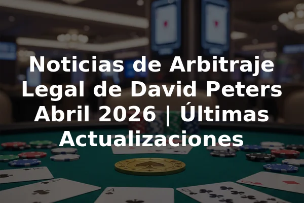 Noticias de Arbitraje Legal de David Peters Abril 2026 | Últimas Actualizaciones