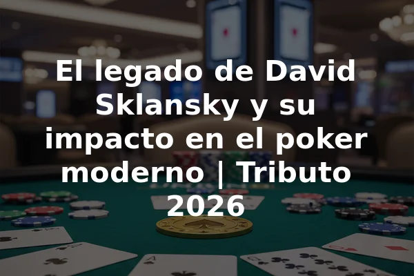 El legado de David Sklansky y su impacto en el poker moderno | Tributo 2026