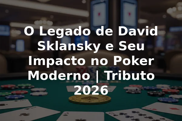 O Legado de David Sklansky e Seu Impacto no Poker Moderno | Tributo 2026