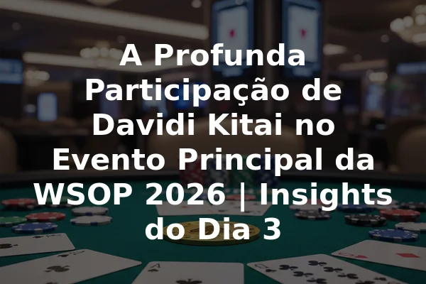 A Profunda Participação de Davidi Kitai no Evento Principal da WSOP 2026 | Insights do Dia 3