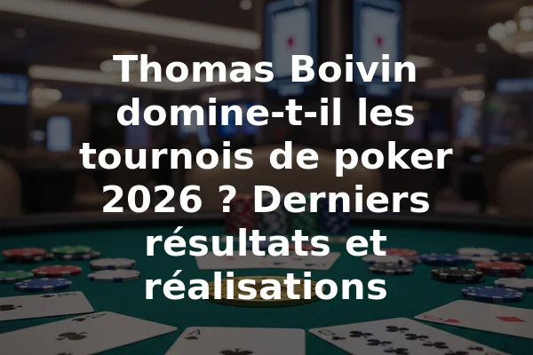 Thomas Boivin domine-t-il les tournois de poker 2026 ? Derniers résultats et réalisations