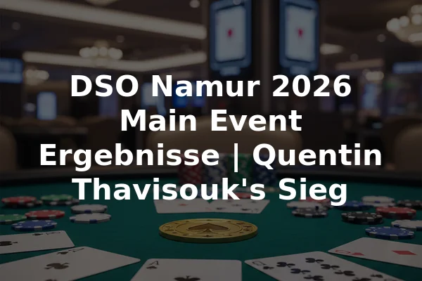 DSO Namur 2026 Main Event Ergebnisse | Quentin Thavisouk's Sieg