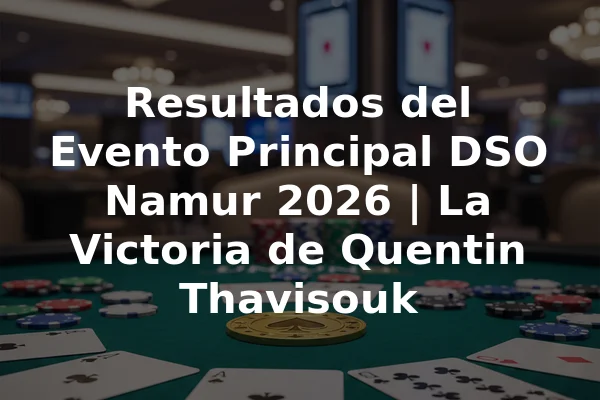 Resultados del Evento Principal DSO Namur 2026 | La Victoria de Quentin Thavisouk