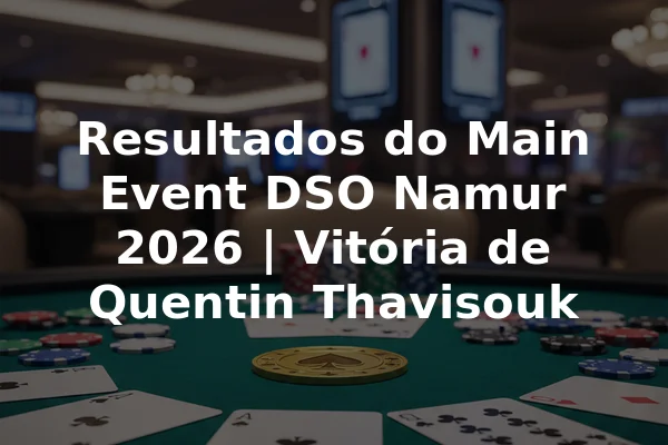 Resultados do Main Event DSO Namur 2026 | Vitória de Quentin Thavisouk