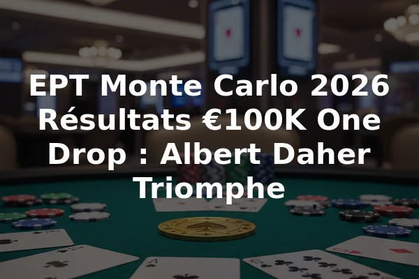 EPT Monte Carlo 2026 Résultats €100K One Drop : Albert Daher Triomphe