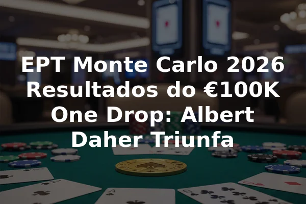 EPT Monte Carlo 2026 Resultados do €100K One Drop: Albert Daher Triunfa