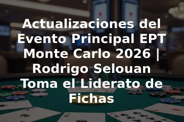 Actualizaciones del Evento Principal EPT Monte Carlo 2026 | Rodrigo Selouan Toma el Liderato de Fichas