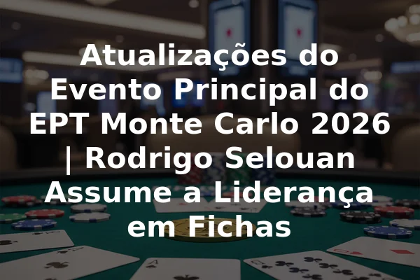 Atualizações do Evento Principal do EPT Monte Carlo 2026 | Rodrigo Selouan Assume a Liderança em Fichas