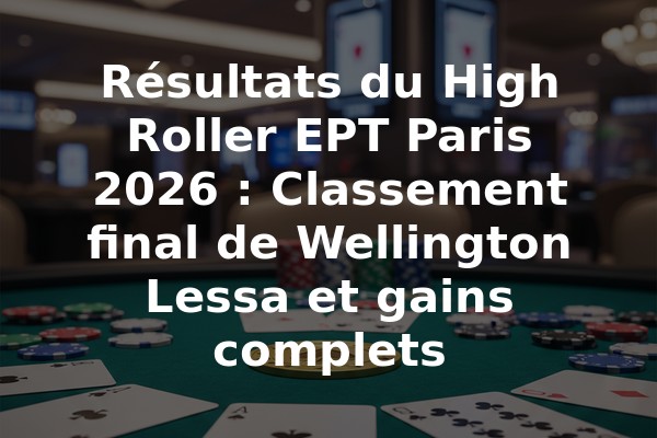 Résultats du High Roller EPT Paris 2026 : Classement final de Wellington Lessa et gains complets